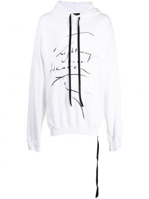 Hoodie con stampa Ann Demeulemeester bianco