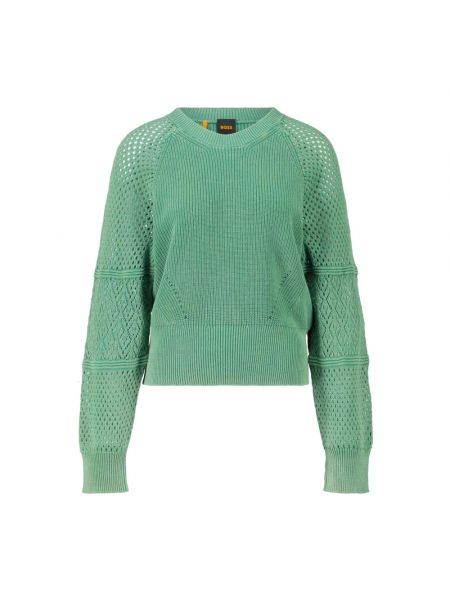 Sweter bawełniany Hugo Boss zielony