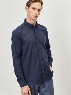 Flanelová slim fit košile s knoflíky Altinyildiz Classics modrá