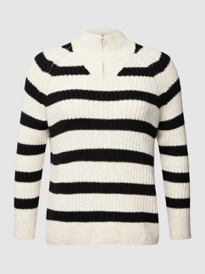 Dzianinowy sweter w paski Only Carmakoma biały
