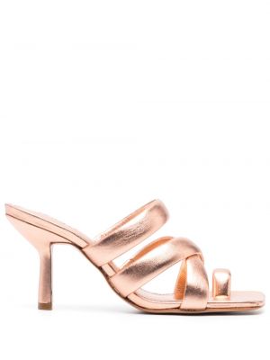 Pantofi mules din piele cu toc Schutz - auriu