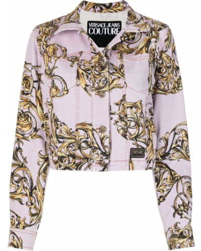 Denim jakna s potiskom Versace Jeans Couture vijolična