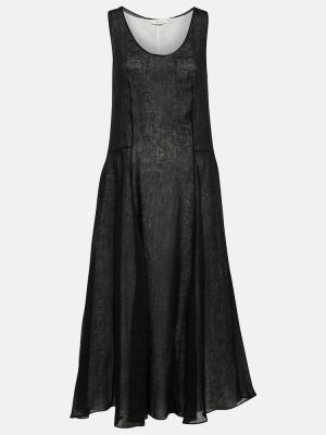 Pamučna midi haljina The Row crna