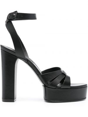Kožne sandale s platformom Casadei crna