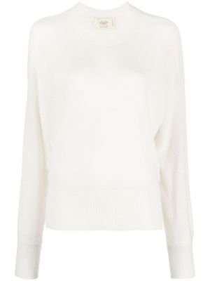 Кашмирен пуловер с кръгло деколте Maison Flaneur бяло