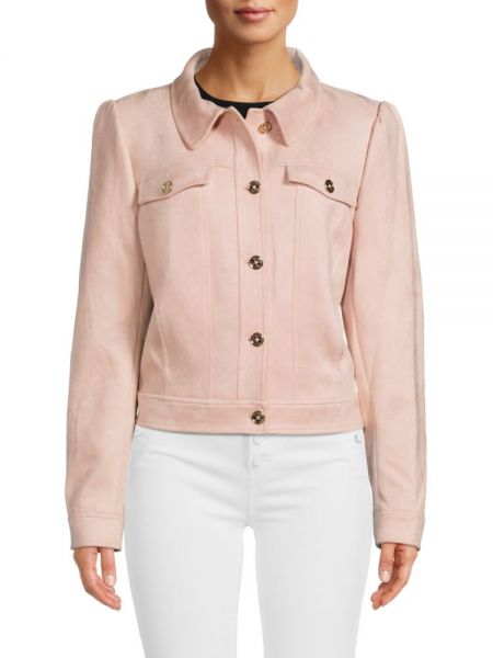 Однотонная куртка на пуговицах Tommy Hilfiger розовая