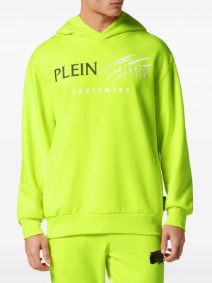 Raštuotas džemperis su gobtuvu Plein Sport žalia