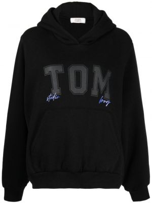 Raštuotas medvilninis džemperis su gobtuvu Studio Tomboy juoda