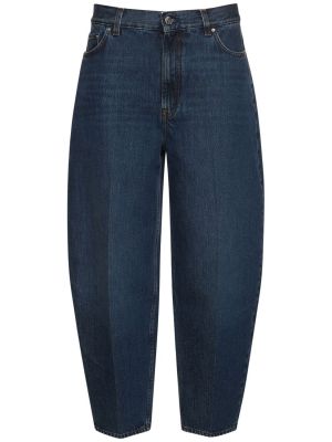 Voľné bavlnené skinny fit džínsy Totême modrá