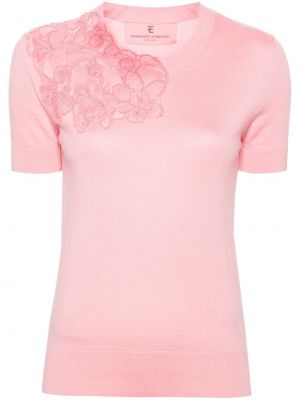 Φλοράλ βαμβακερή μπλούζα Ermanno Scervino ροζ