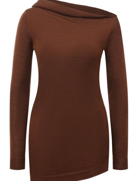 Шерстяной пуловер Alberta Ferretti коричневый