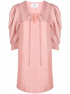 Кружевное ажурное платье мини на шнуровке Ba&sh, розовый