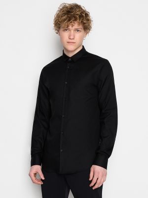 Camisa de algodón manga larga lyocell Armani Exchange negro
