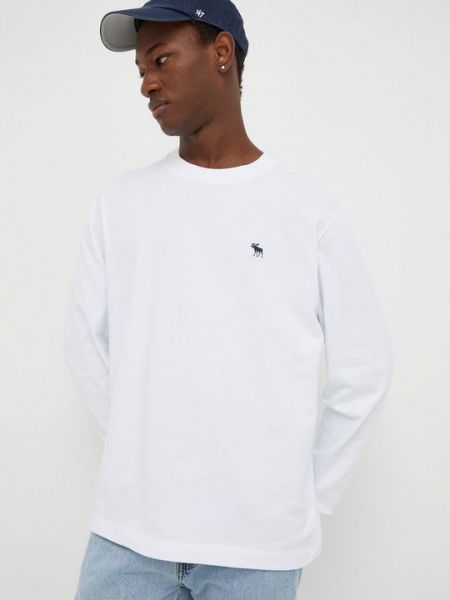 Хлопковая футболка с длинным рукавом Abercrombie & Fitch белая