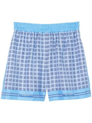 Shorts en soie à carreaux Burberry bleu