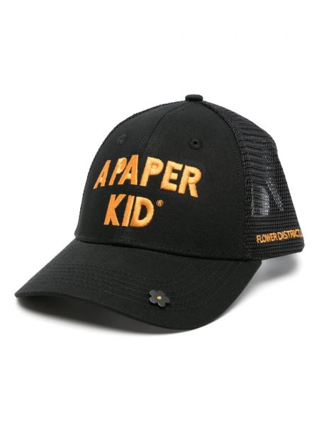 Tinklinis siuvinėtas kepurė su snapeliu A Paper Kid juoda