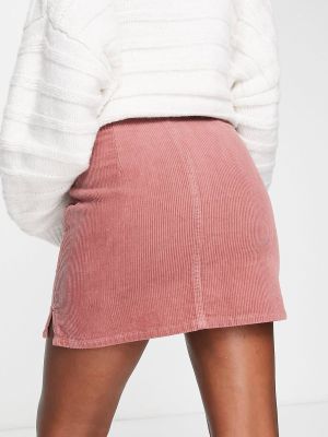 Вельветовая юбка мини с карманами Asos розовая