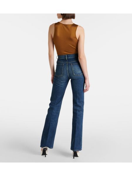 Voľné džínsy s rovným strihom s vysokým pásom Saint Laurent modrá