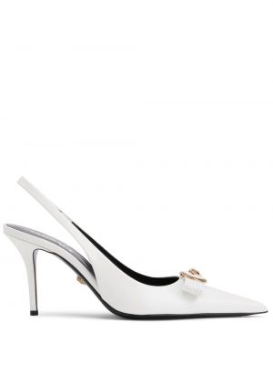 Кожени полуотворени обувки Versace бяло