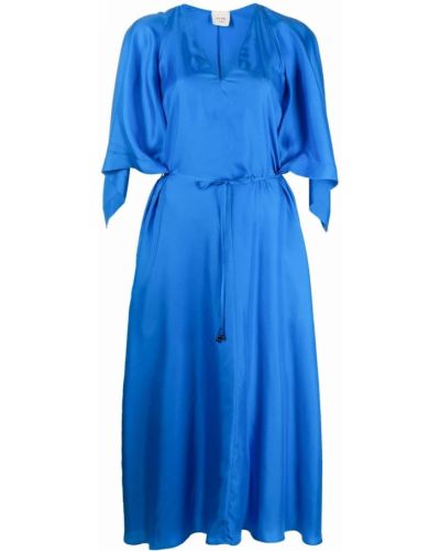Шелковое платье миди с драпировкой Alysi, синий