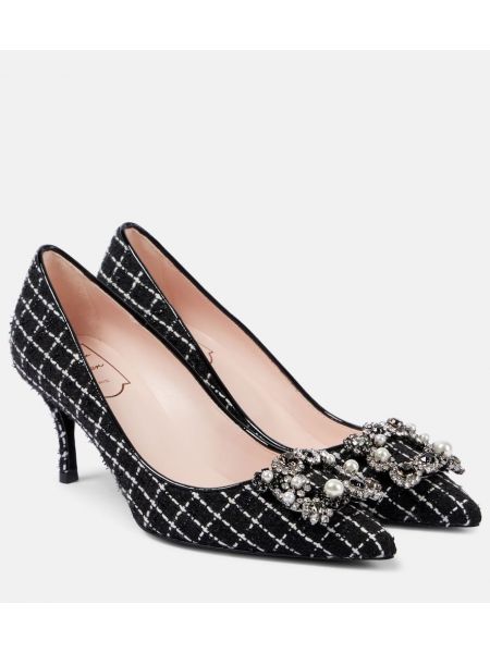 Blomstret læder pumps Roger Vivier sort