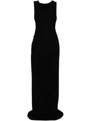 Krepové dlouhé šaty Alberta Ferretti černé