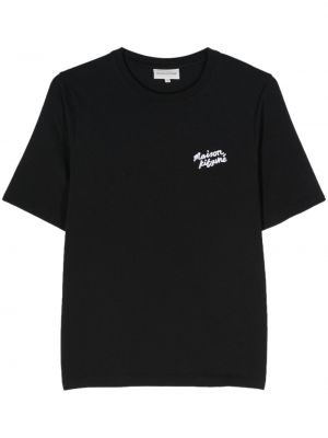Kokvilnas t-krekls ar izšuvumiem Maison Kitsuné melns
