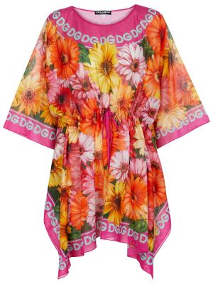 Mini obleka s cvetličnim vzorcem s potiskom Dolce&gabbana