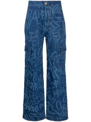 Straight leg jeans di cotone Chiara Ferragni blu