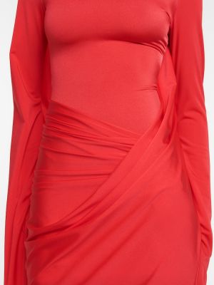 Макси рокля от джърси с драперии Balenciaga червено