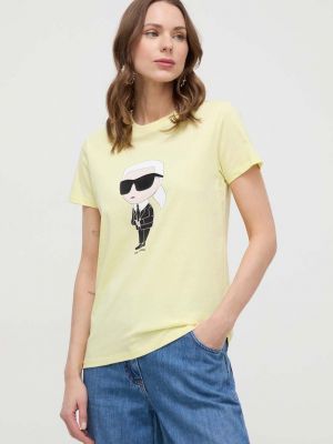 Koszulka bawełniana Karl Lagerfeld żółta