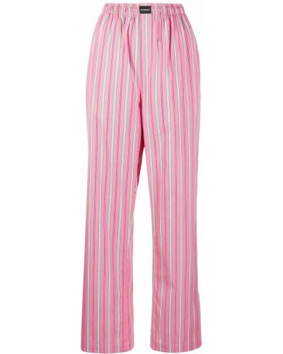 Pantalones rectos a rayas Balenciaga rosa