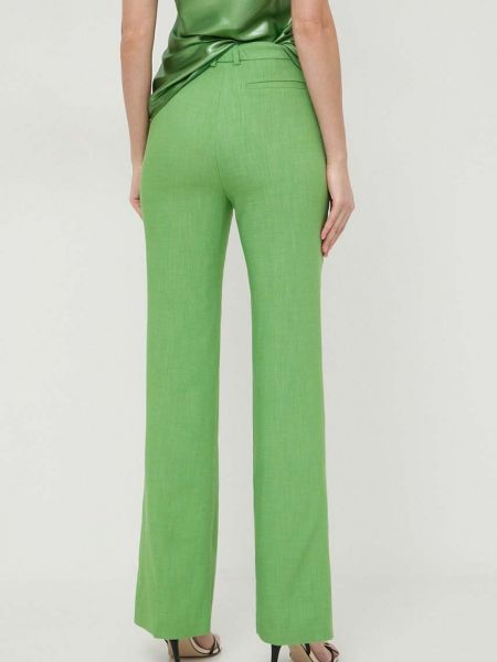 Jednobarevné kalhoty s vysokým pasem Boss zelené