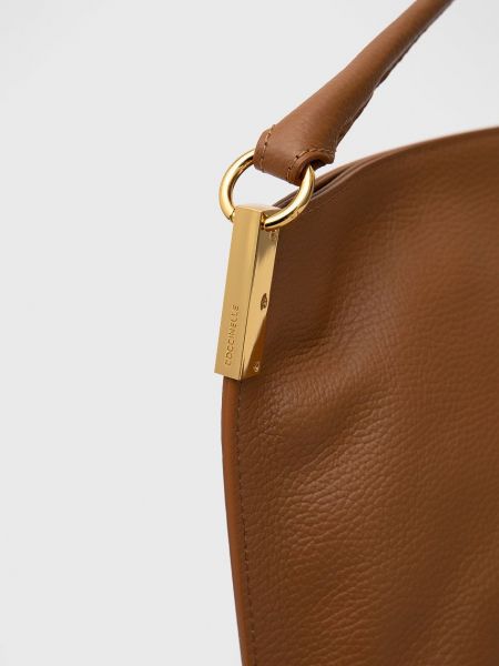 Шкіряна сумка шоппер Coccinelle, коричнева