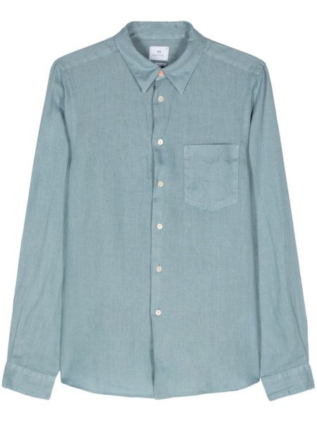 Λινό πουκάμισο με τσέπες Ps Paul Smith μπλε