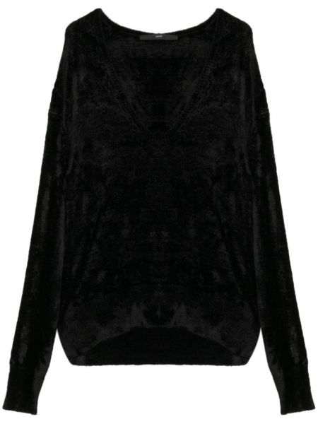 Žametni pulover iz rebrastega žameta Sapio črna