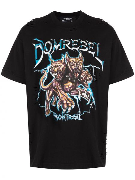 Тениска с принт Domrebel черно