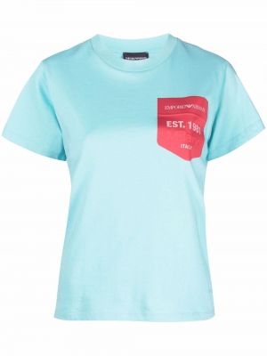 T-shirt con stampa con scollo tondo Emporio Armani blu