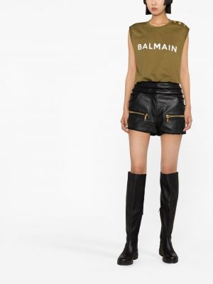 Leder shorts Balmain schwarz
