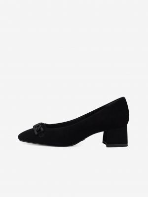 Велурени полуотворени обувки Tamaris черно