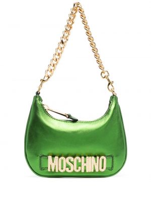 Кожени чанта за ръка Moschino зелено