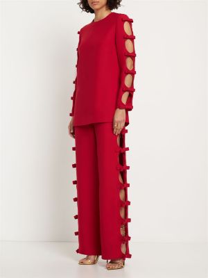 Top de lana de seda manga larga Valentino rojo