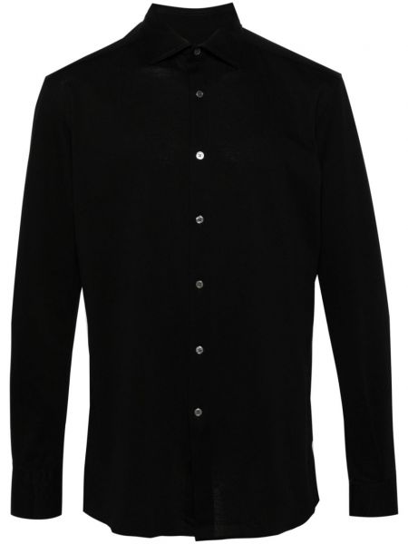 Βαμβακερό πουκάμισο Zegna μαύρο