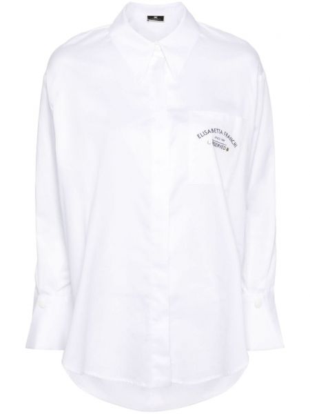 Košulja s vezom Elisabetta Franchi bijela