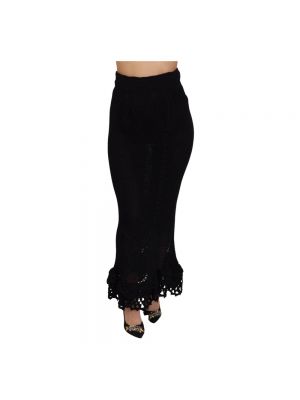 Dzianinowa długa spódnica z wysoką talią Dolce And Gabbana czarna