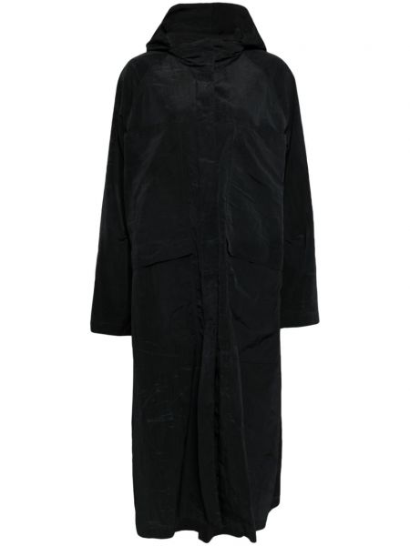 Nylónová dlhá bunda s kapucňou Goen.j čierna