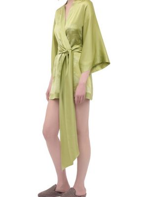 Шелковый халат Carine Gilson зеленый