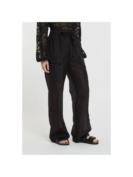 Pantalones de seda de algodón Semicouture negro