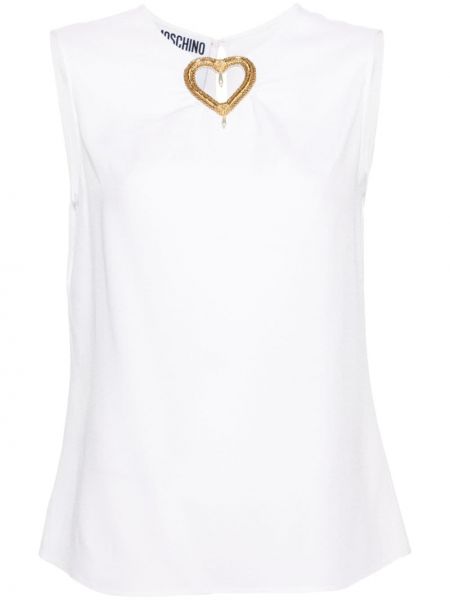 Bluza brez rokavov z vzorcem srca Moschino bela