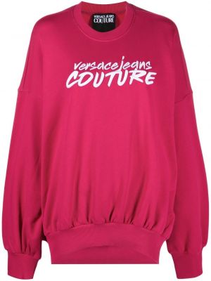 Trykt bomull sweatshirt Versace Jeans Couture rosa